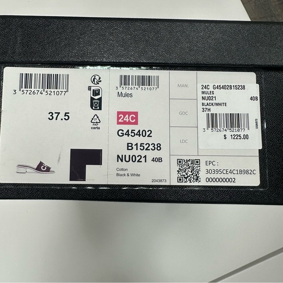 CHANEL Logo Heeled Slide Sandals in Black/White - Picture 11 of 14